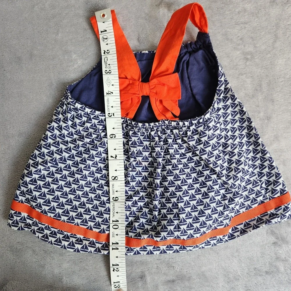 Janie and Jack Nautical Sailboat Print Sundress Navy Orange 6-12 Months Cotton